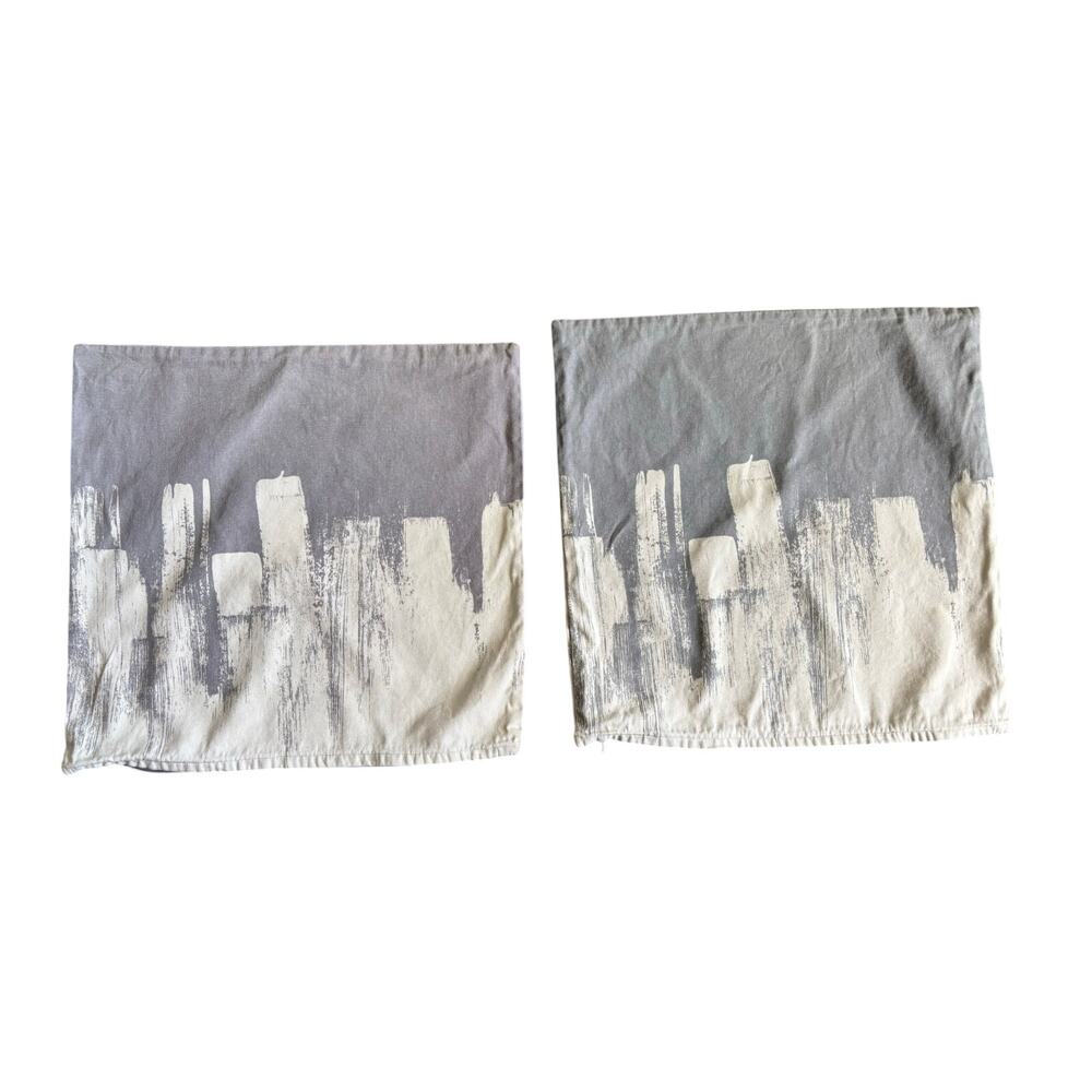 Ikea Slojgran Gunnel Sahlin Gray Pillow Covers 20" Abstract Cityscape Set Of 2
